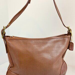 Coach Caramel Brown Leather Purse Legacy 9218 Perforated Shoulder Bag Vintage